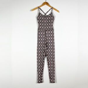 Terez Aztec Geometric Print Pattern Athletic Work Out One Piece Jumpsuit Jumper